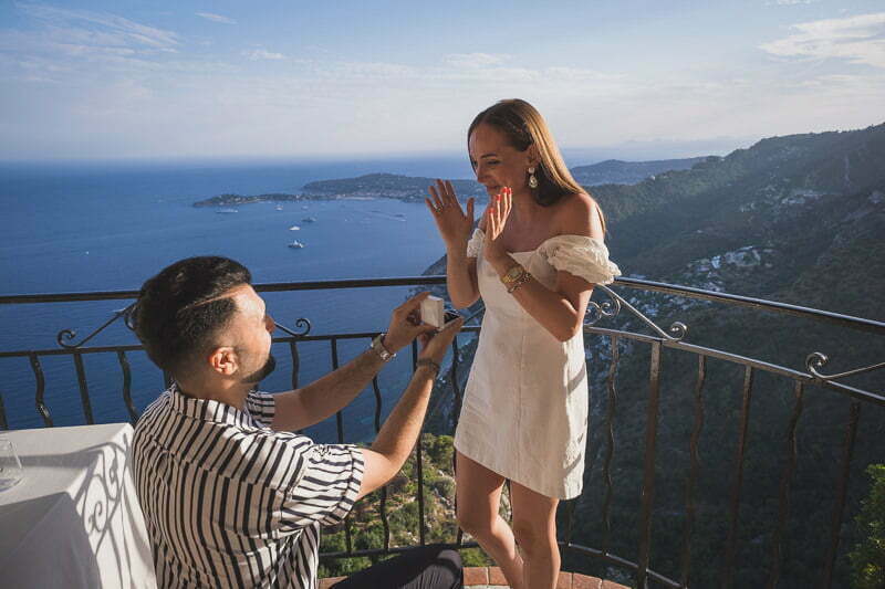 Eze Wedding proposal Chateau Eza Balcony 87956