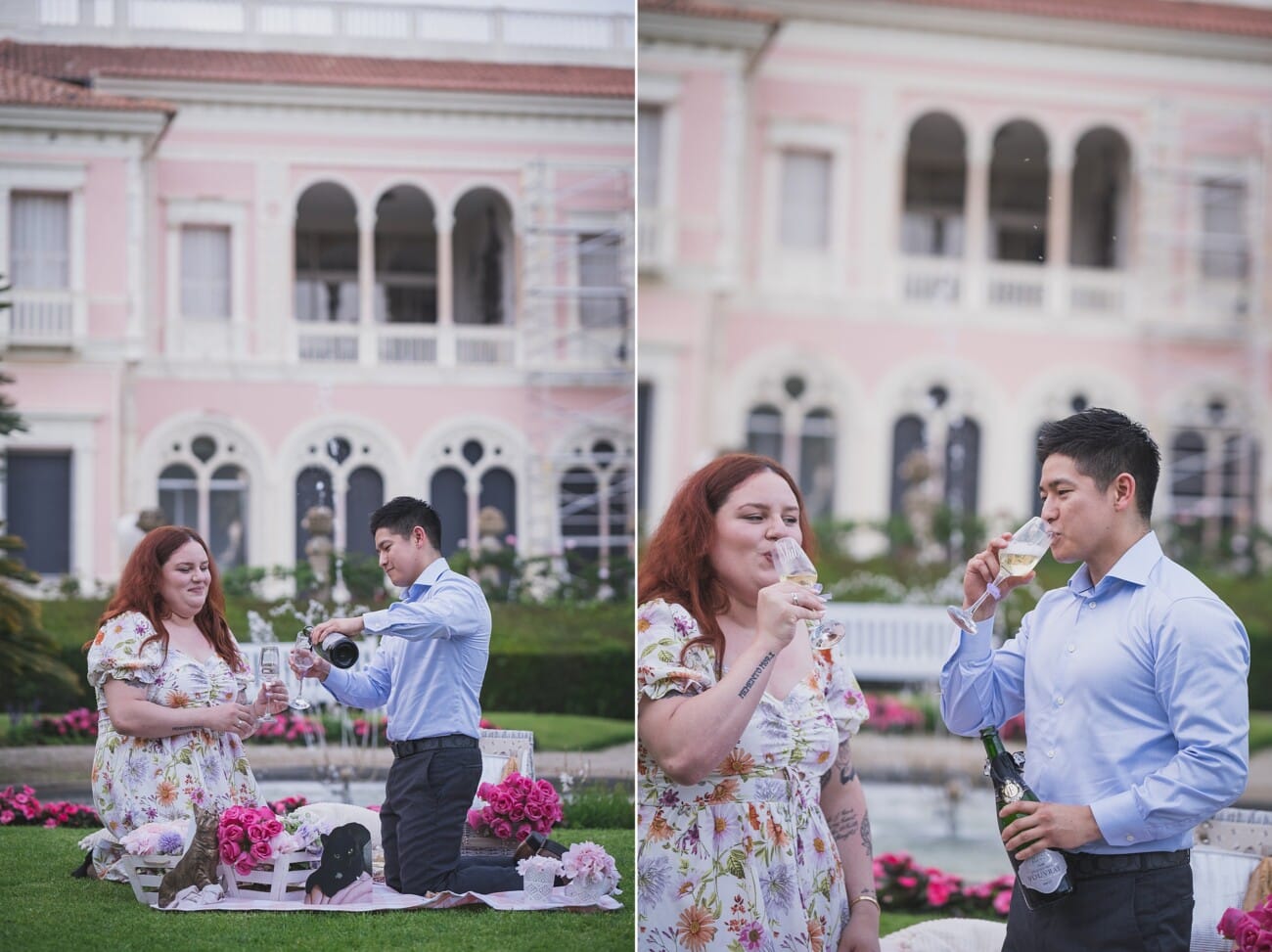 Villa ephrussi garden champagne picnic after their proposal