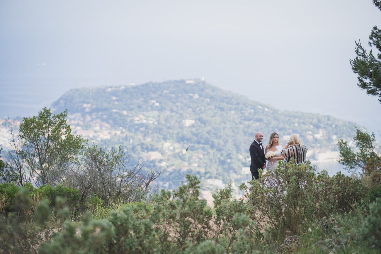 South of France elopement ceremony in secret garden overlooking the Mediterranean