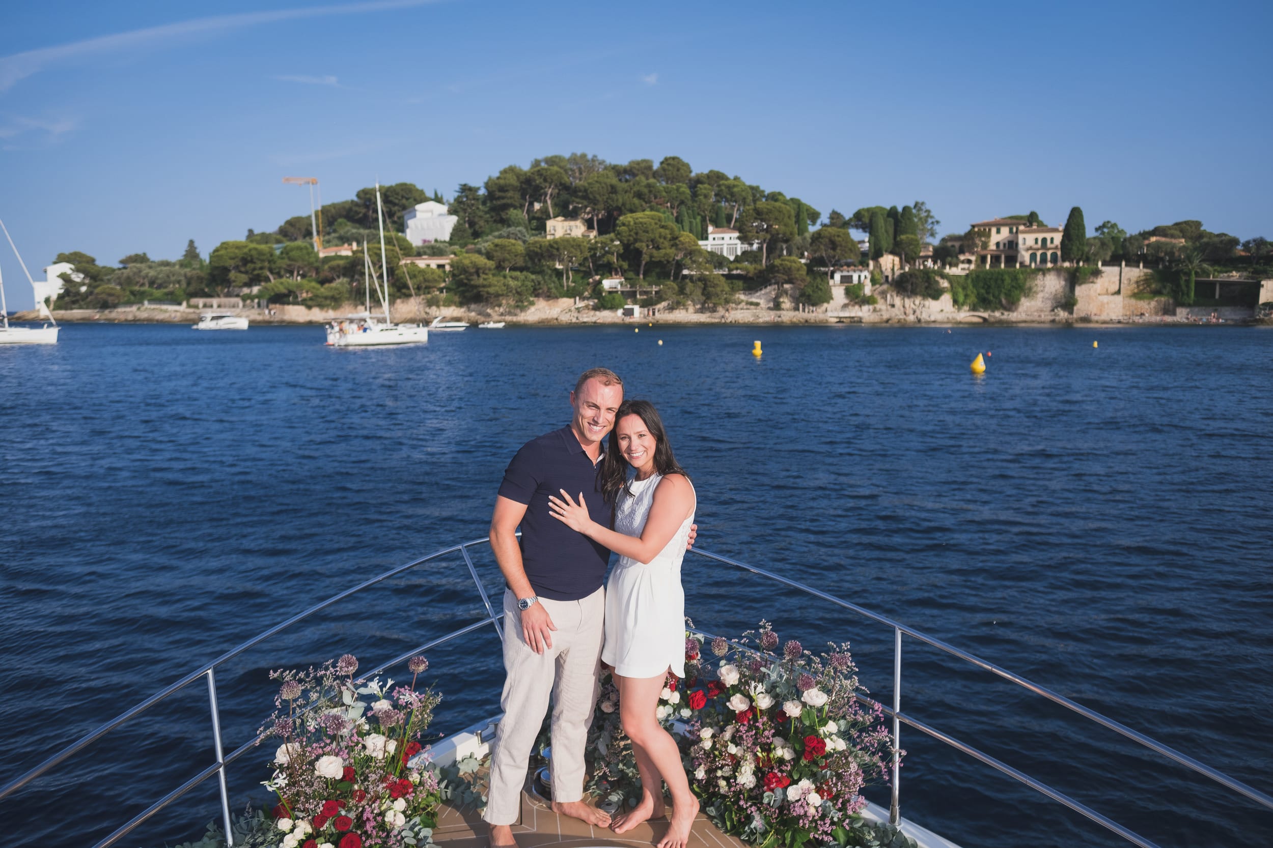 French Riviera Sunset Yacht Proposal 17 Luxurious French Riviera yacht proposal planned with flowers and champagne near Saint-Jean-Cap-Ferrat by photographer Wildroses