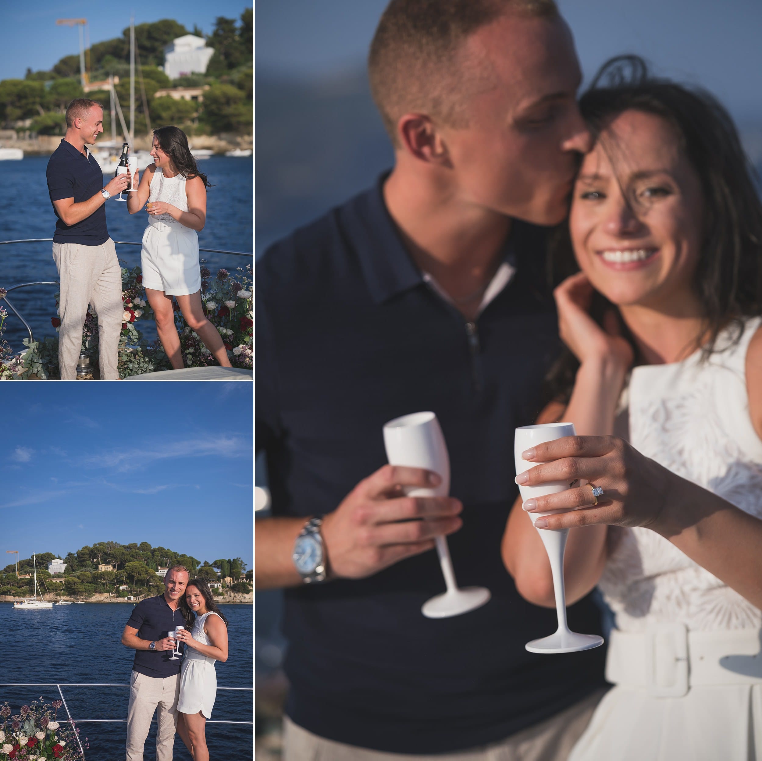 French Riviera Sunset Yacht Proposal 20 lovely French Riviera yacht proposal planned with flowers and champagne near Saint-Jean-Cap-Ferrat by photographer Wildroses