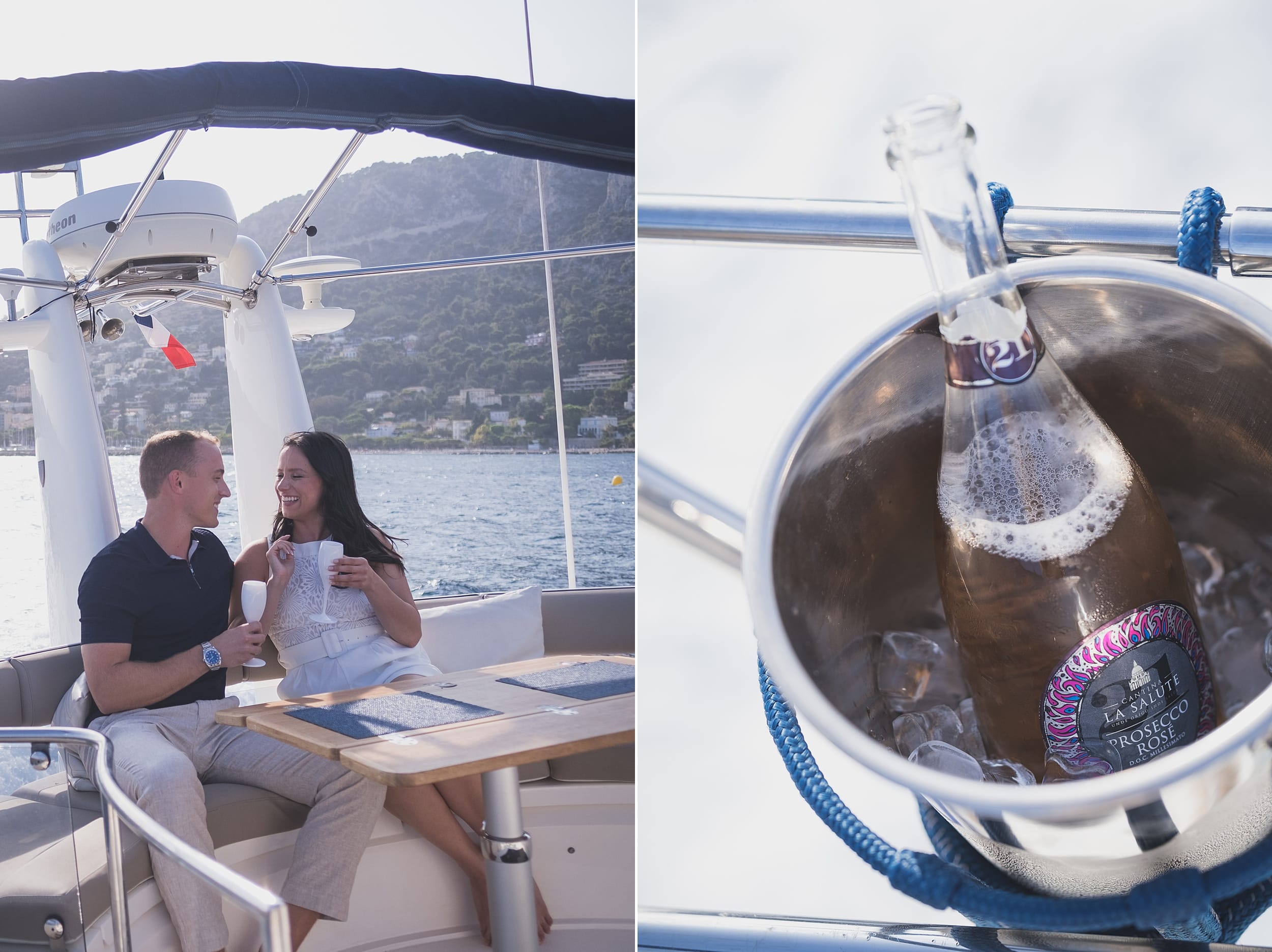 French Riviera Sunset Yacht Proposal 2 Luxurious French Riviera yacht proposal planned with flowers and champagne near Saint-Jean-Cap-Ferrat by photographer Wildroses