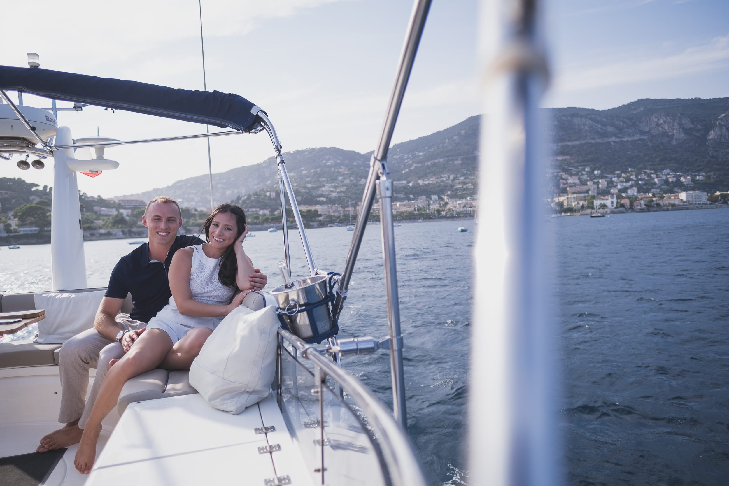 French Riviera Sunset Yacht Proposal 8 Luxurious French Riviera yacht proposal planned with flowers and champagne near Saint-Jean-Cap-Ferrat by photographer Wildroses