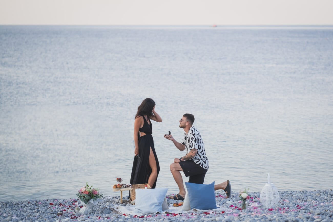 Nice Beach intimate morning picnic proposal French Riviera  
