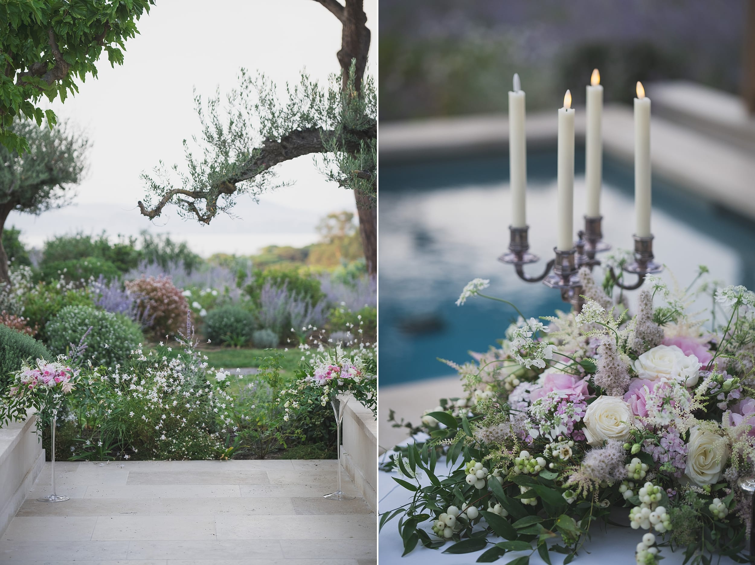 Château de la Messardière intimate Proposal flowers on the suite Terrace