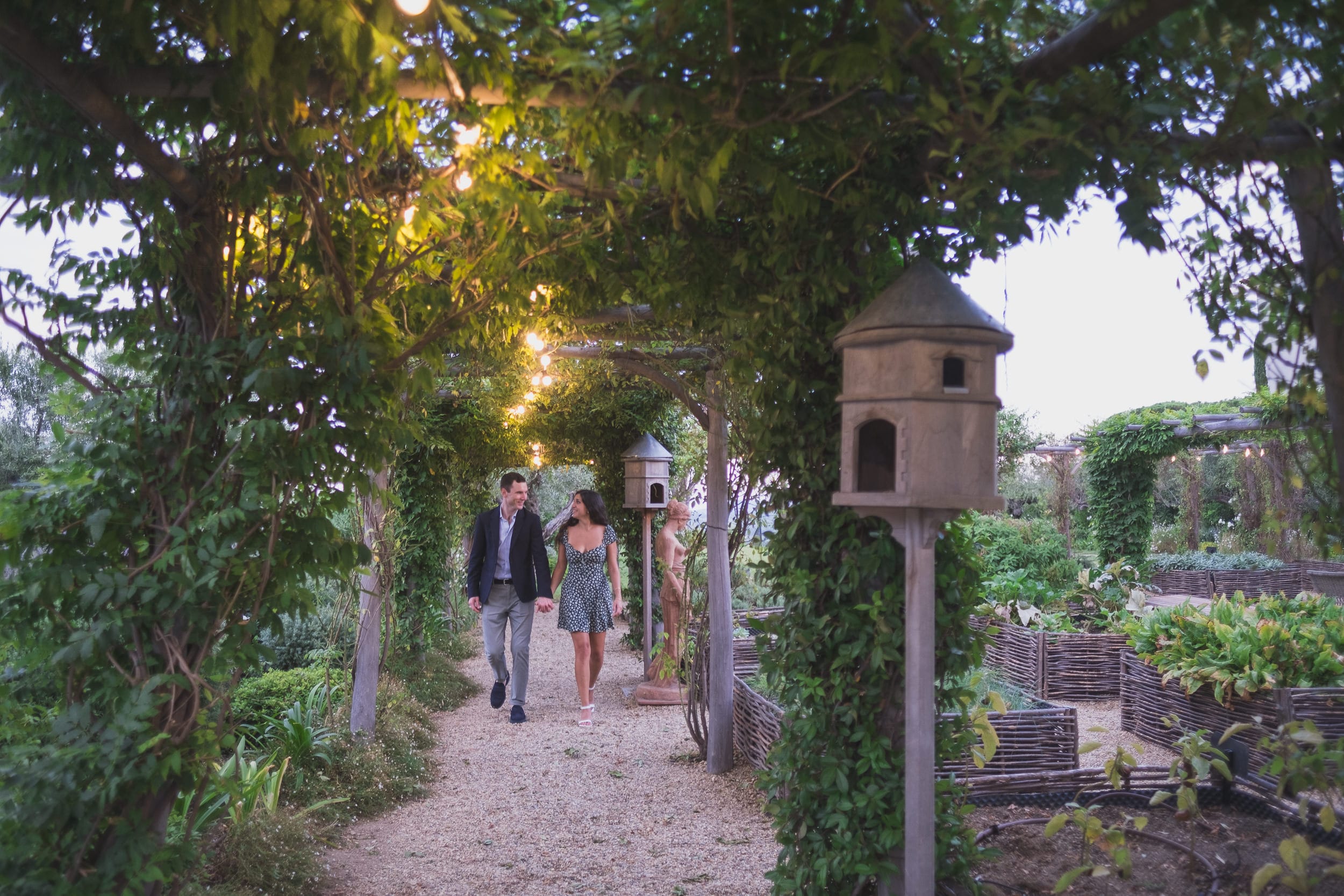 Château de la Messardière emotional Proposal strolling the garden