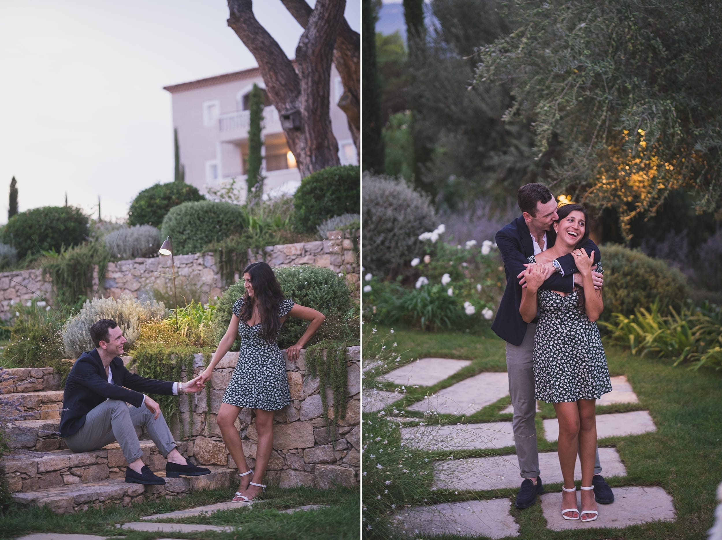 Château de la Messardière emotional Proposal with Castle in the Backdrop