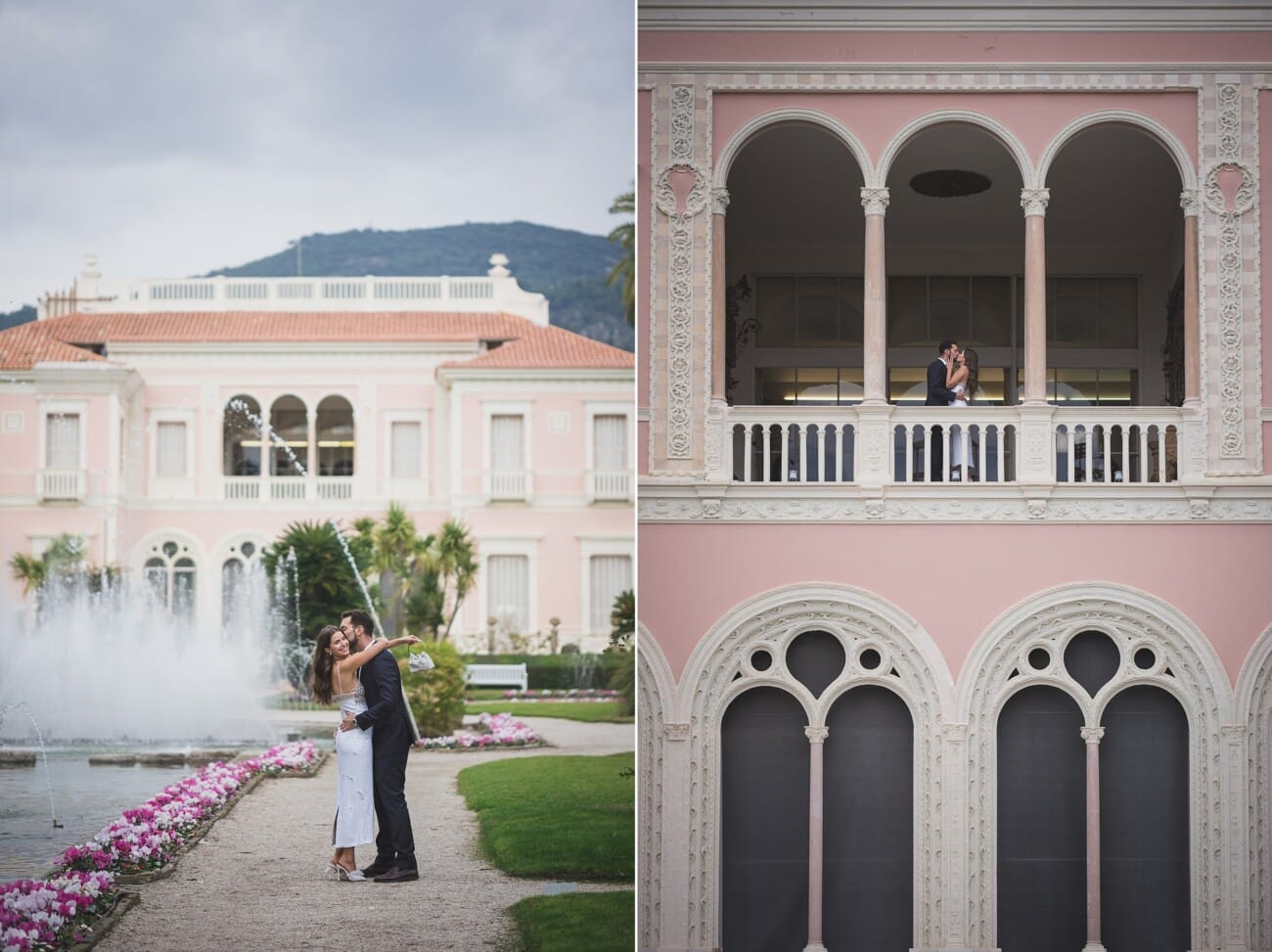 Villa Ephrussi luxury proposal pictures with fountains and architecture