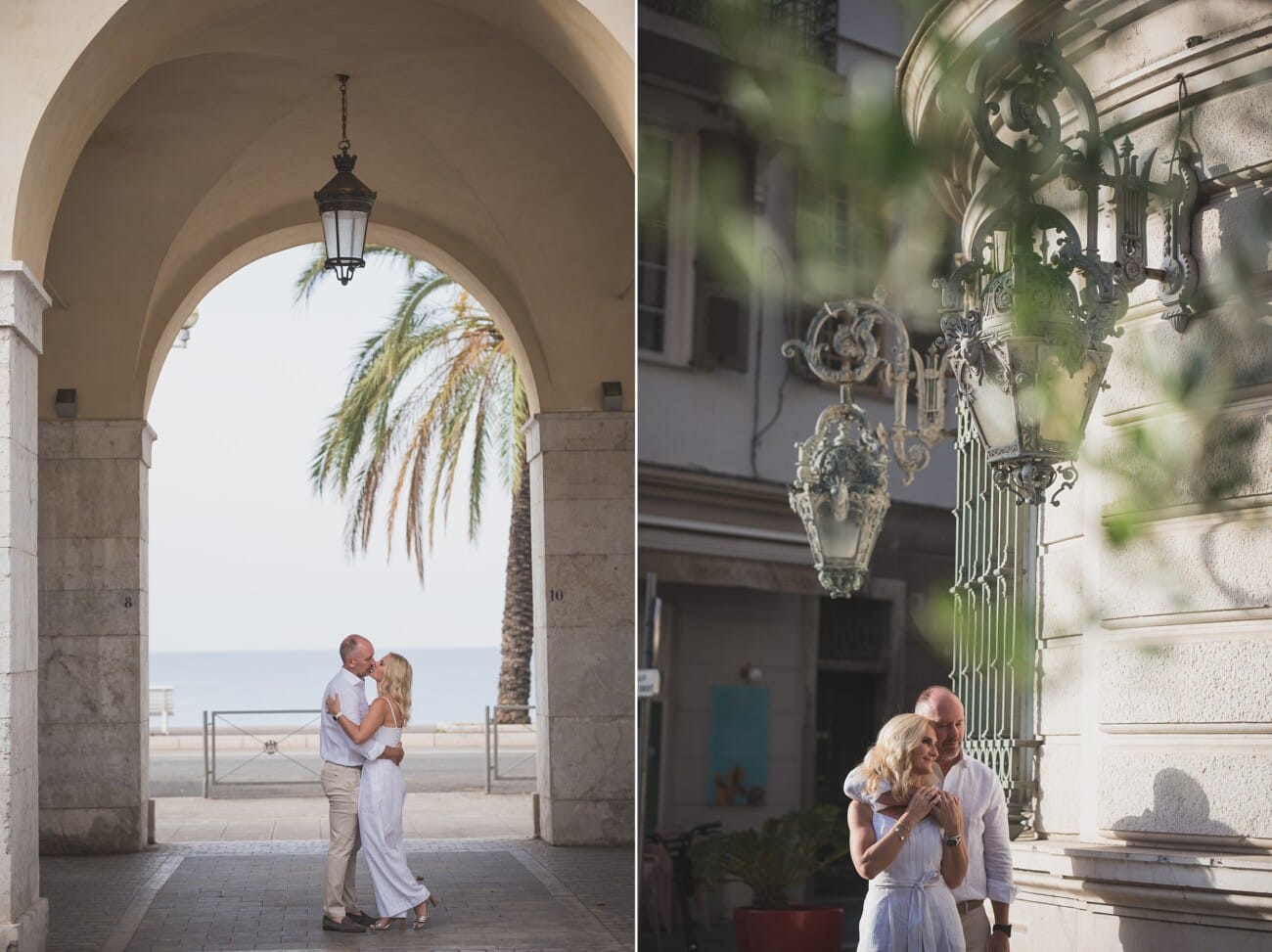 Nice honeymoon pictures between Nice old town, Opera and promenade des anglais. Beautiful surrounding achitecture