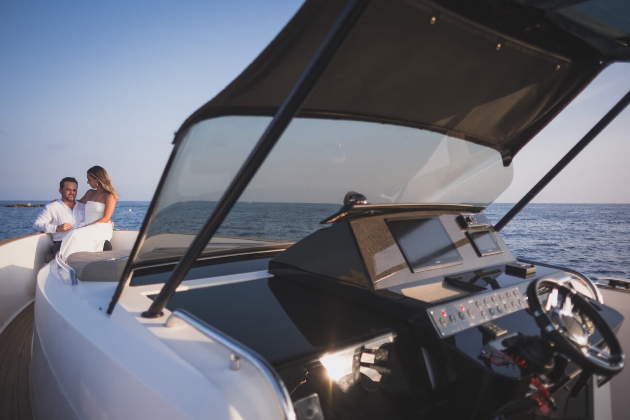 Cannes Yacht Proposal Celebration at sunset in between Lérins Island.
French Riviera proposal Photographer and French Riviera proposal Planner WildRoses