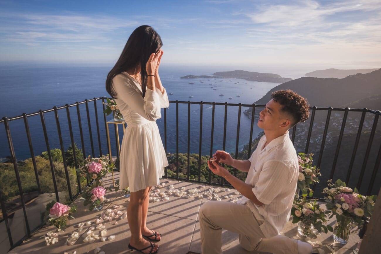 The 30 best places for a PROPOSAL on the French Riviera 17 emotional proposal at chateau Eza, with flowers, overlooking the French Riviera