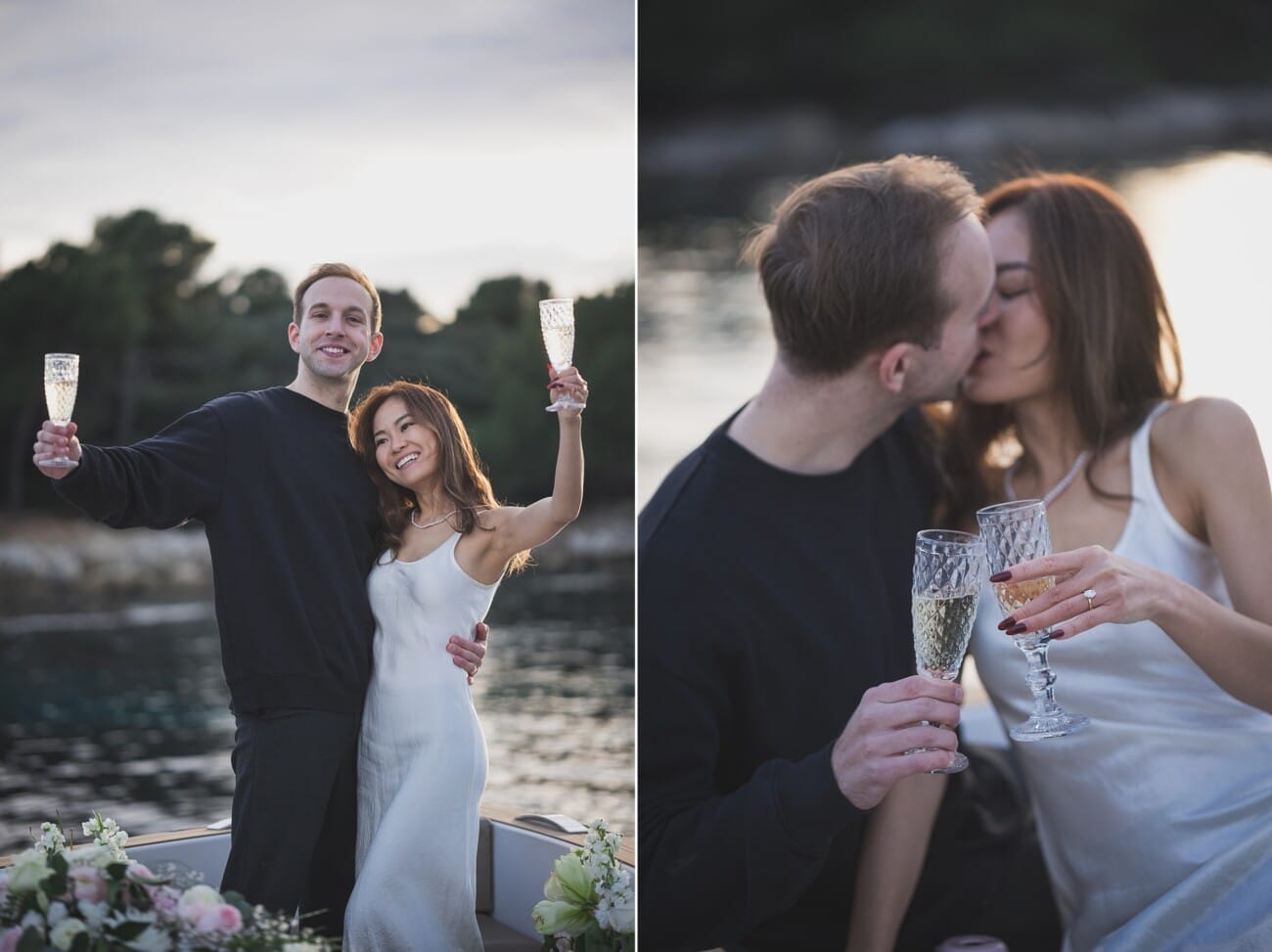 Cannes Winter Yacht proposal 9 Joyful moment celebrating their engagement on a Yacht in Cannes during winter