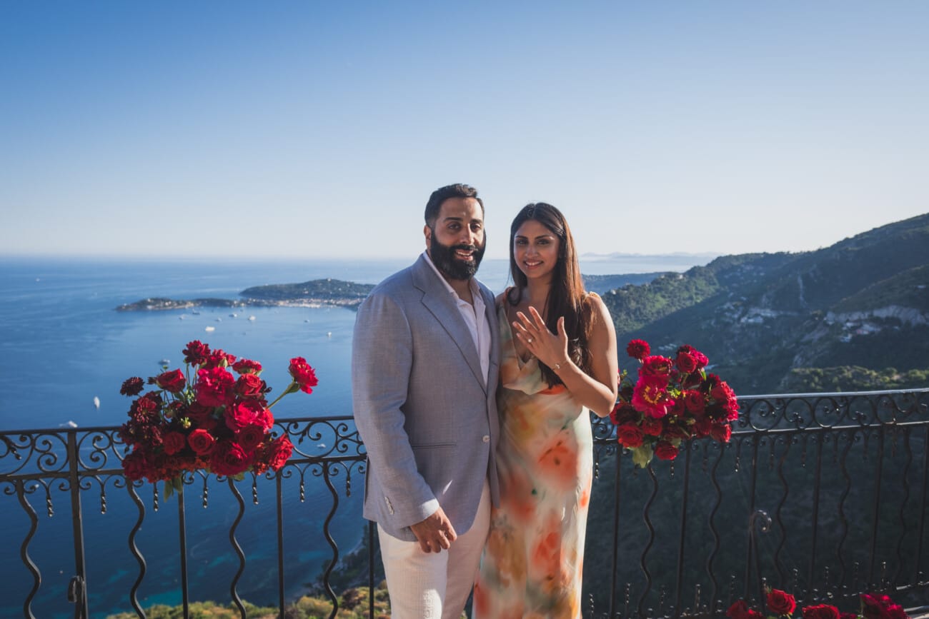 Flamboyant Château Eza Proposal Filled with Flowers, Friends & Sunset Magic 3 Chateau Eza Salon Royal Proposal 26