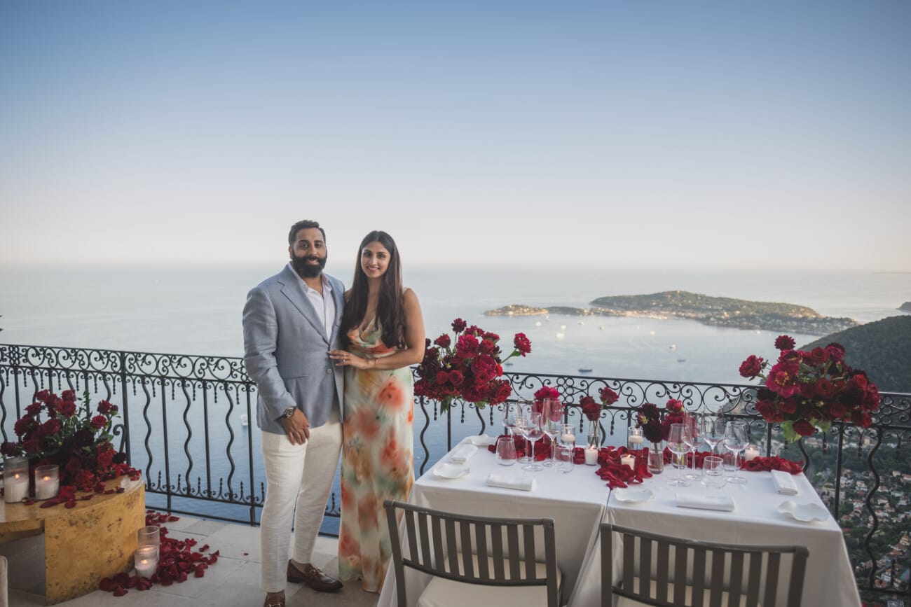 Flamboyant Château Eza Proposal Filled with Flowers, Friends & Sunset Magic 17 Chateau Eza Salon Royal Proposal 94