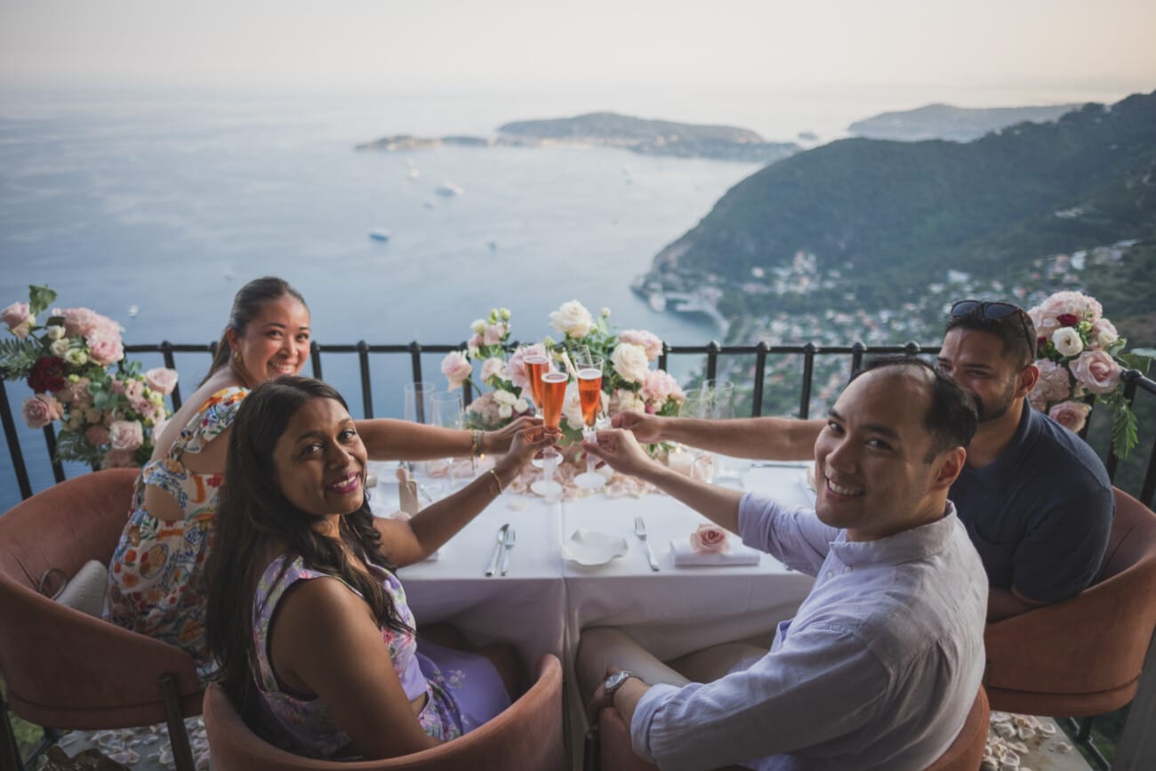 French Riviera romantic proposal with friends 110