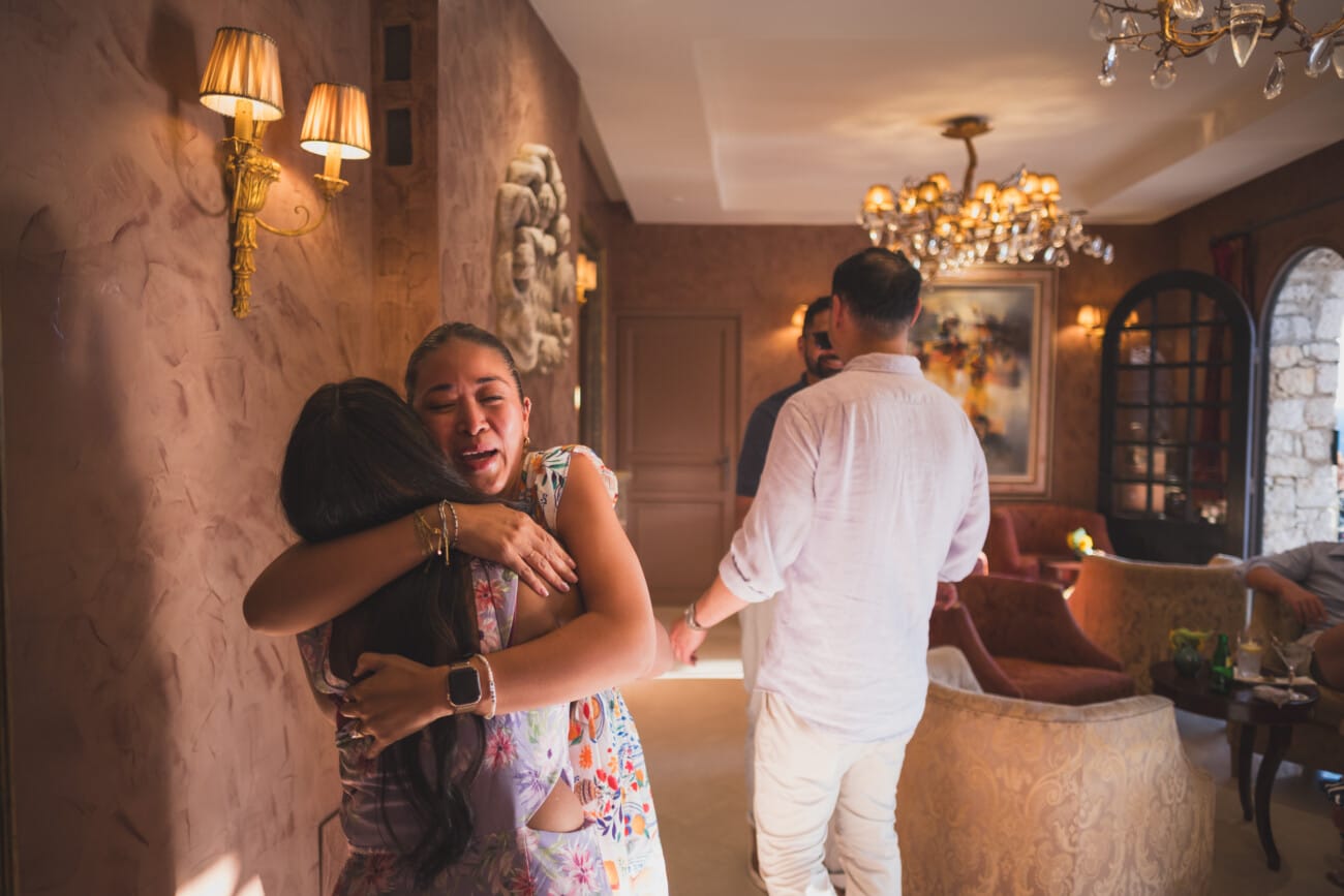 French Riviera romantic proposal with friends 85