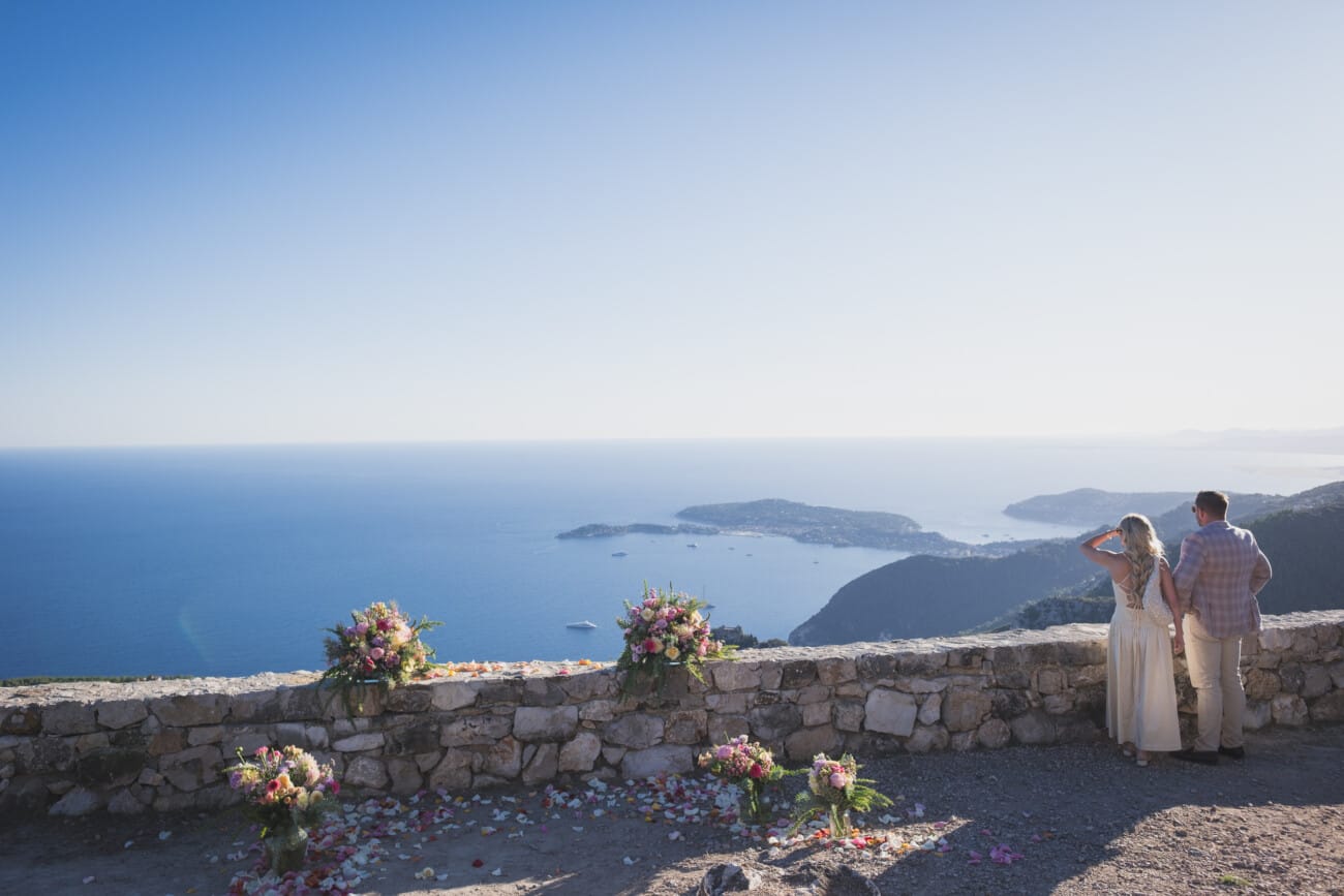 Unique French Riviera fall proposal overlooking Eze and the coastline