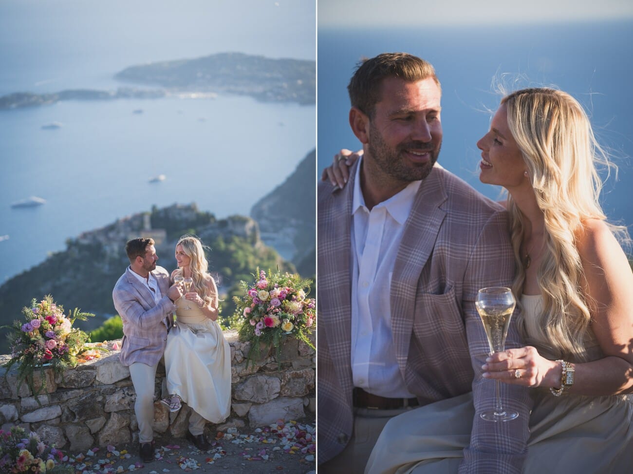 French Riviera fall proposal overlooking Eze and the coastline