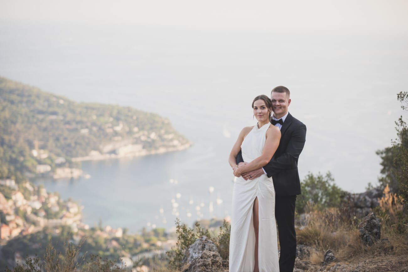 An Intimate French Riviera Elopement at Château Eza: An Afternoon Love Story 16 Sunset elopement secret hidden location forest overlooking Saint-Jean-Cap-Ferrat peninsula