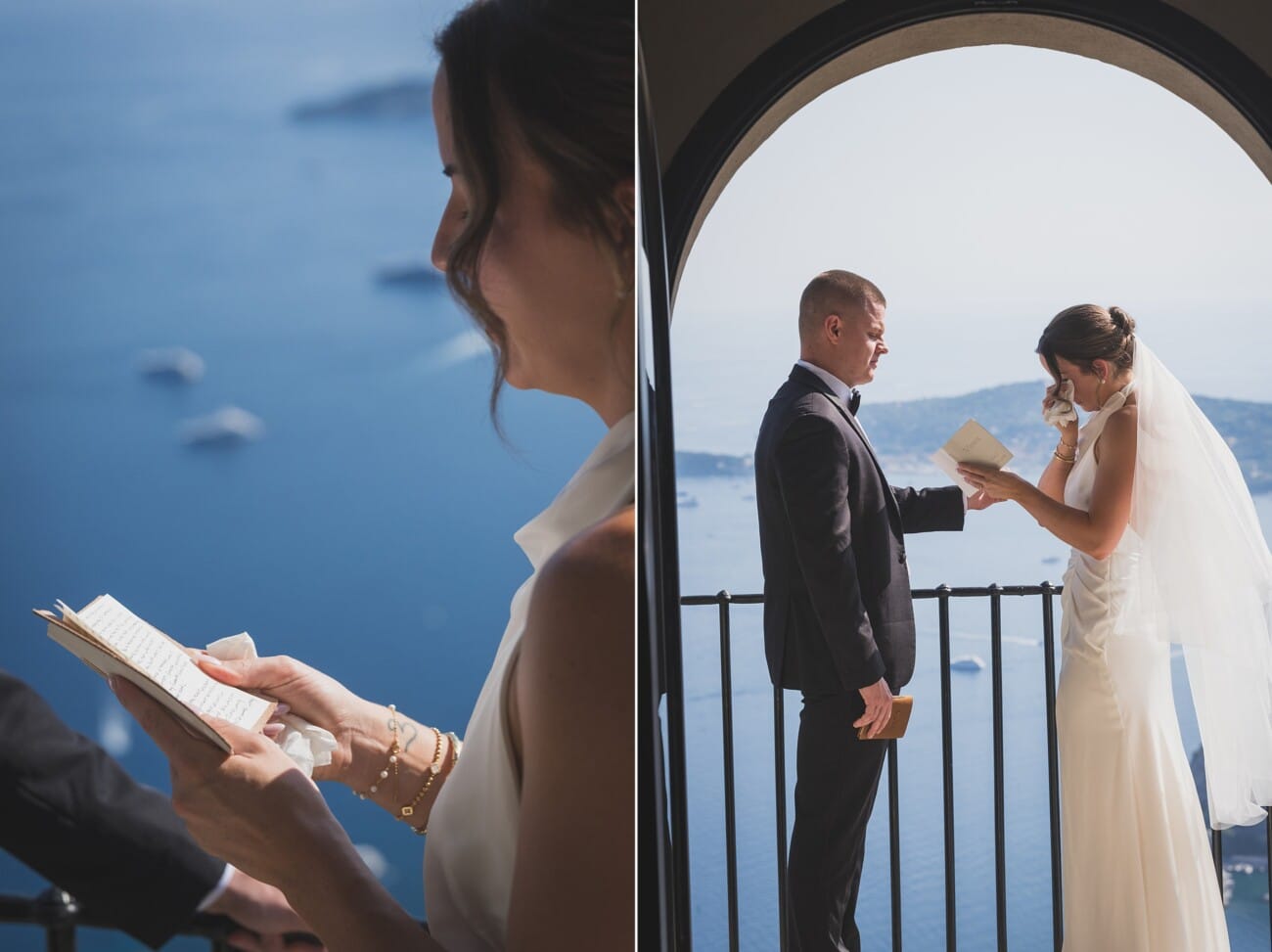 An Intimate French Riviera Elopement at Château Eza: An Afternoon Love Story 6 Intimate Elopement ceremony exchanging vows overlooking the French Riviera coastline from Chateau Eza