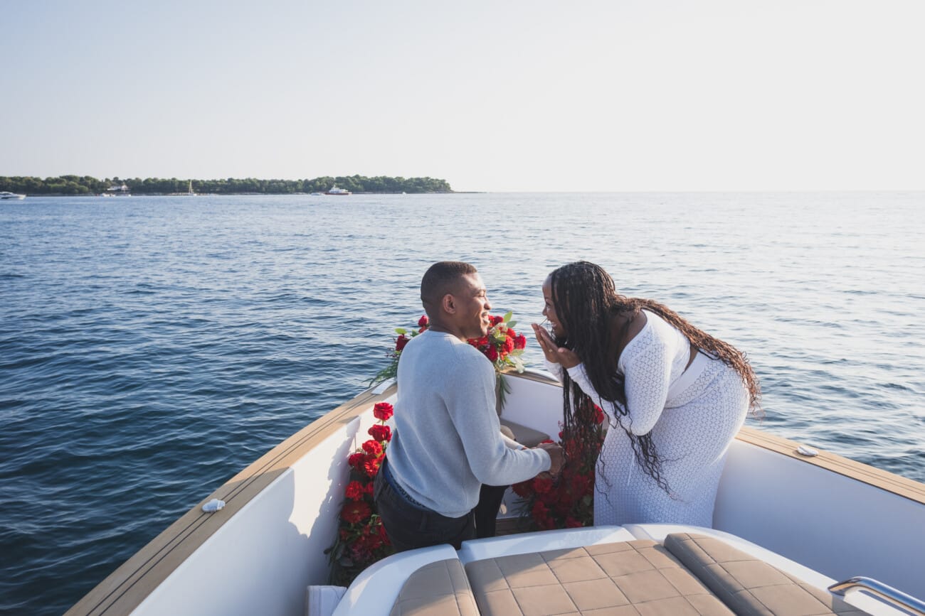 A Romantic Proposal on a Yacht between the Lérins Islands 5 Emotional reaction after her yacht proposal in Cannes on the French riviera
Proposal planning and Photography WildRoses Studio