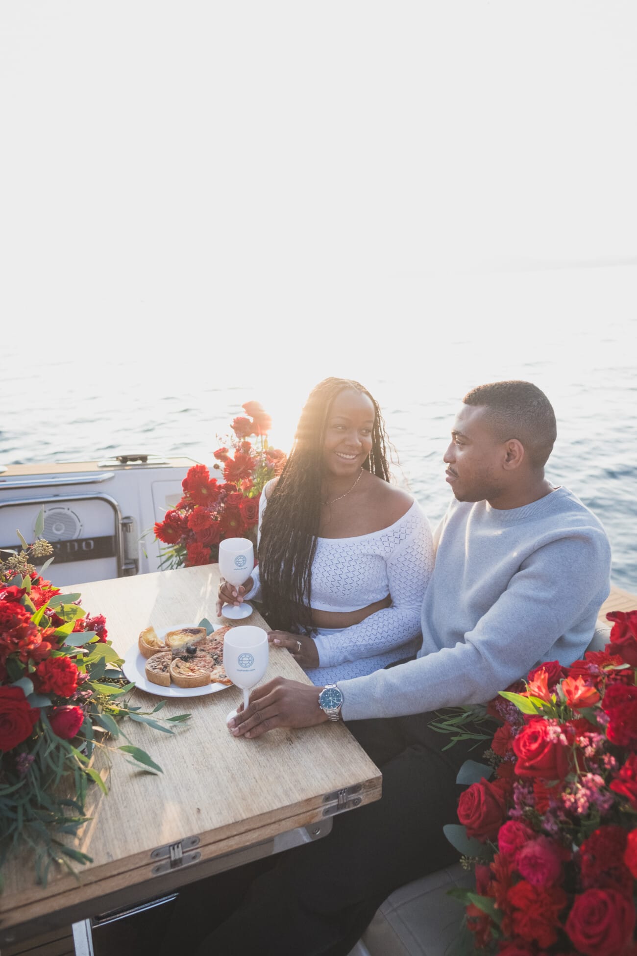 A Romantic Proposal on a Yacht between the Lérins Islands 21 Romantic yacht setting with flowers.
Cannes on the French Riviera Proposal planning and Photography WildRoses Studio