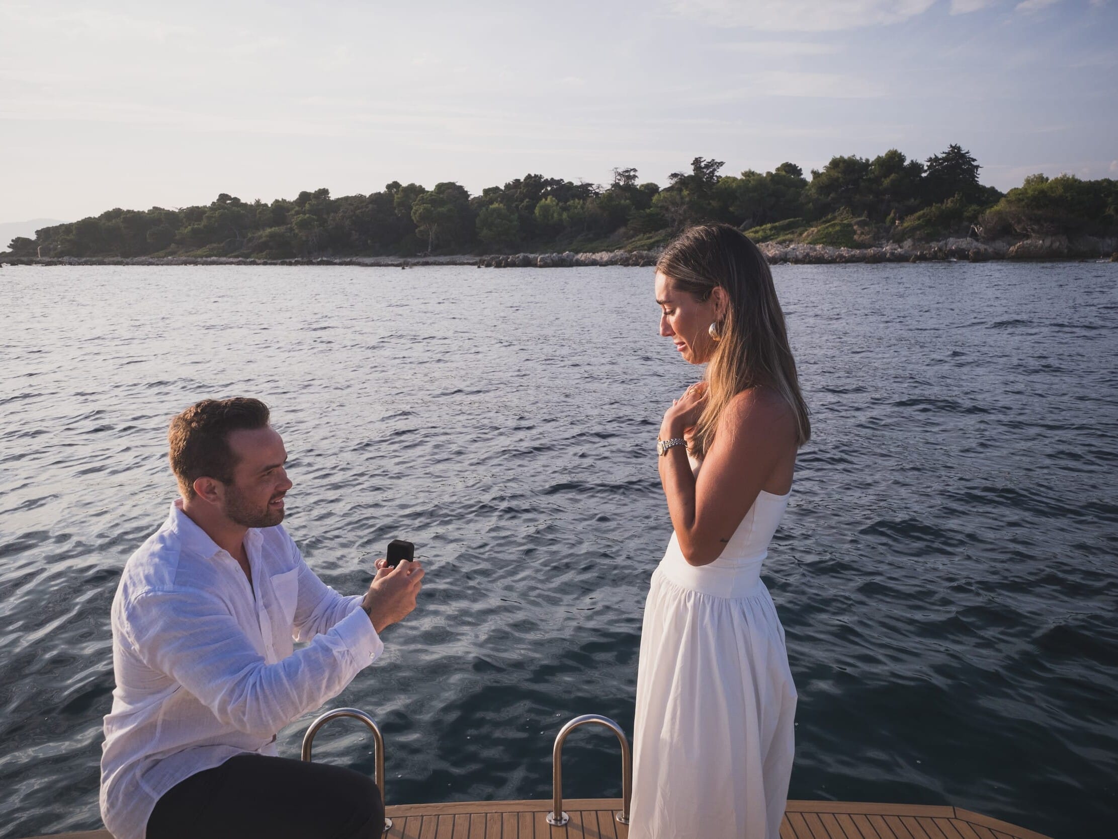 Intimate sunset Cannes Yacht Proposal near Saint-Honorat Lérins Island