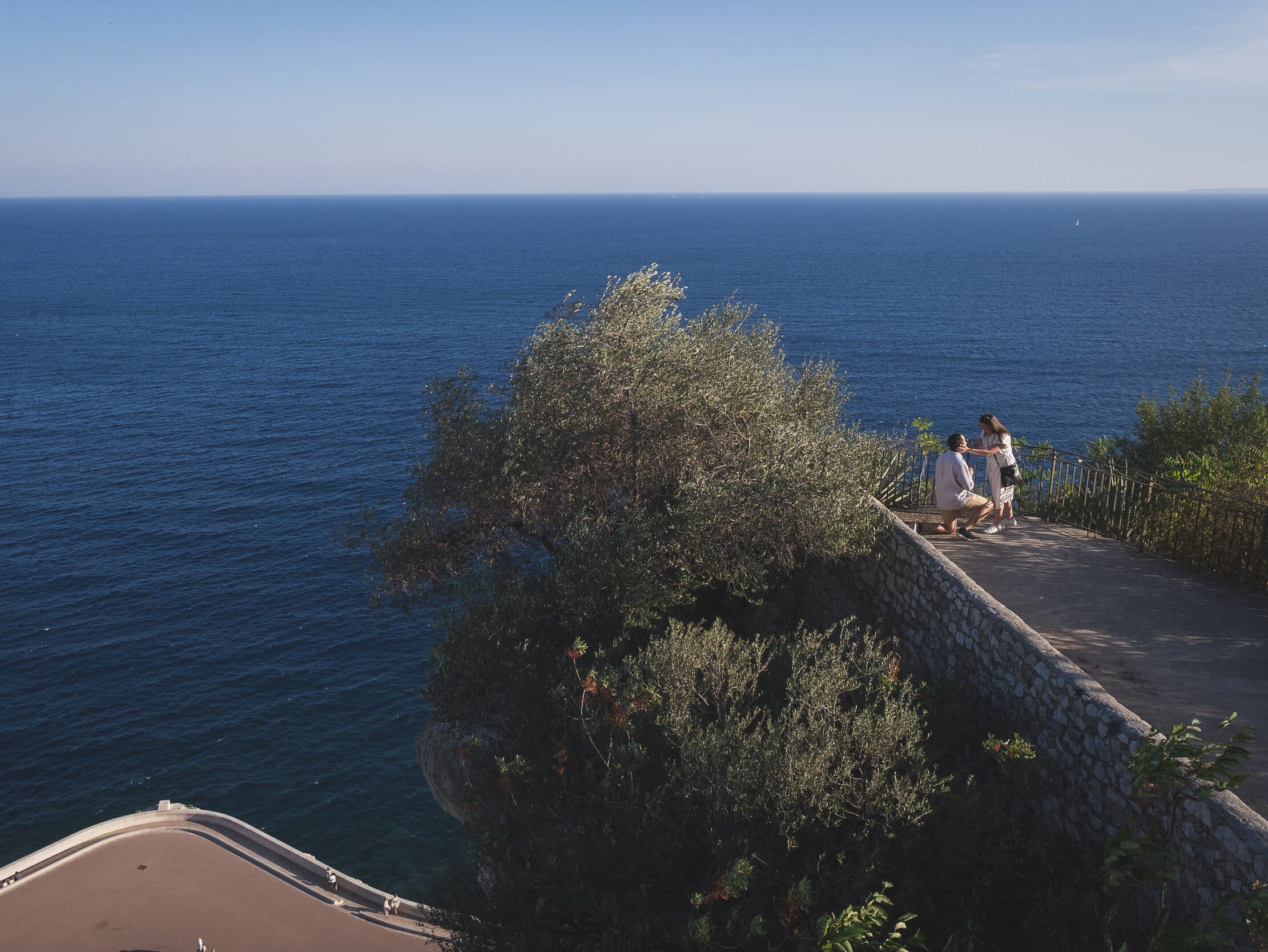 A stunning view for their French Riviera Proposal overlooking Nice's port and Mediterranean sea