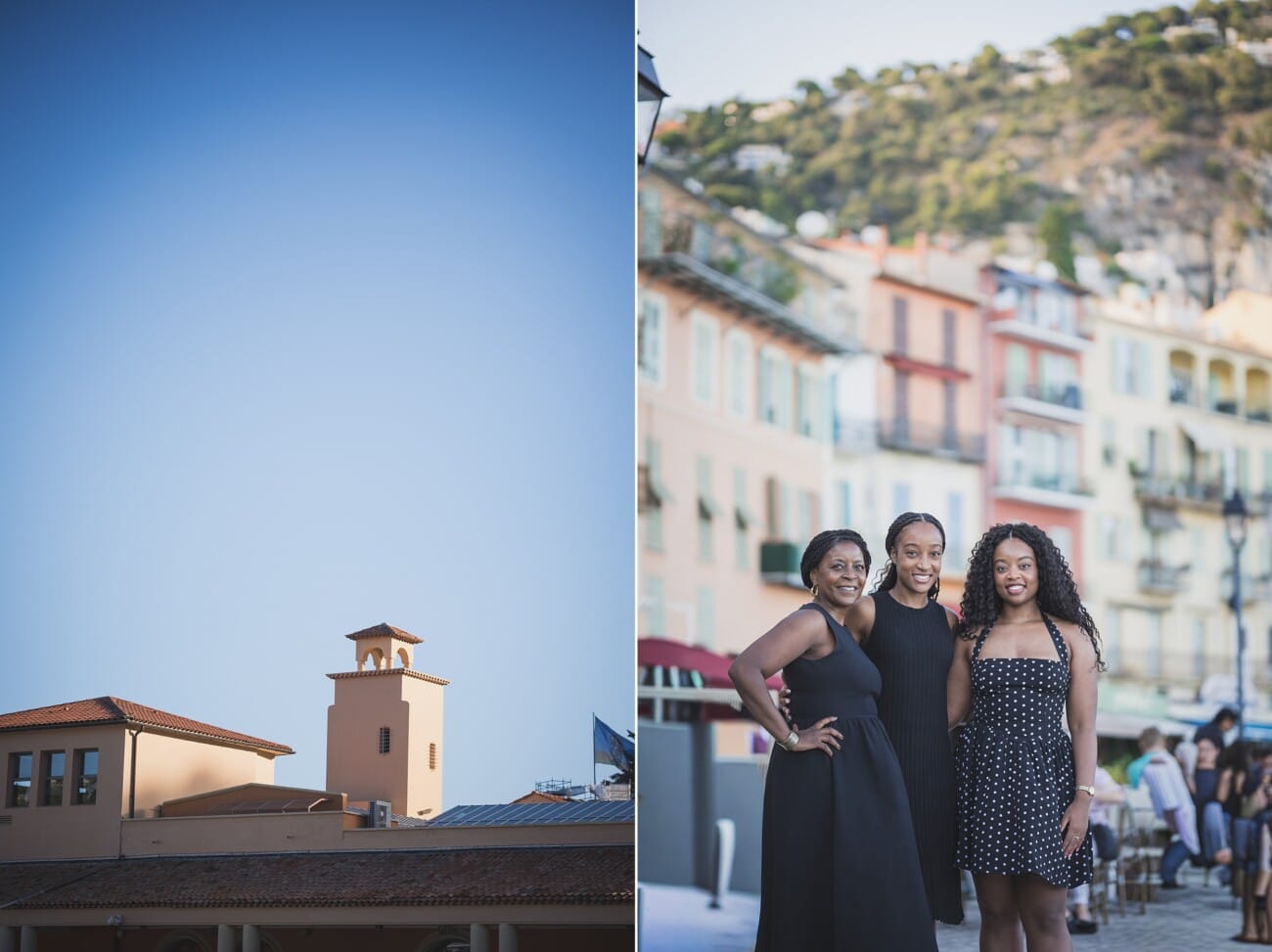 The Ultimate Girls’ Trip: A Mother and Daughters’ Legacy Session on the French Riviera 12 Full-length fashion-style portrait of the mother and her two daughters in the historic center of Villefranche