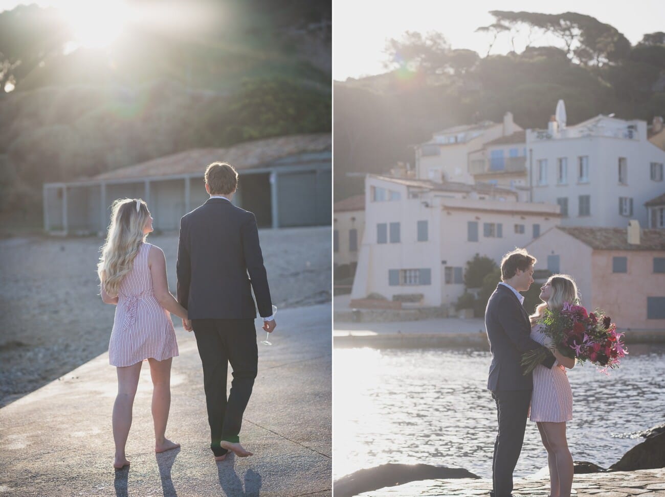 Saint Tropez early morning intimate proposal couple gentle hug.
Planning and photography WildRoses