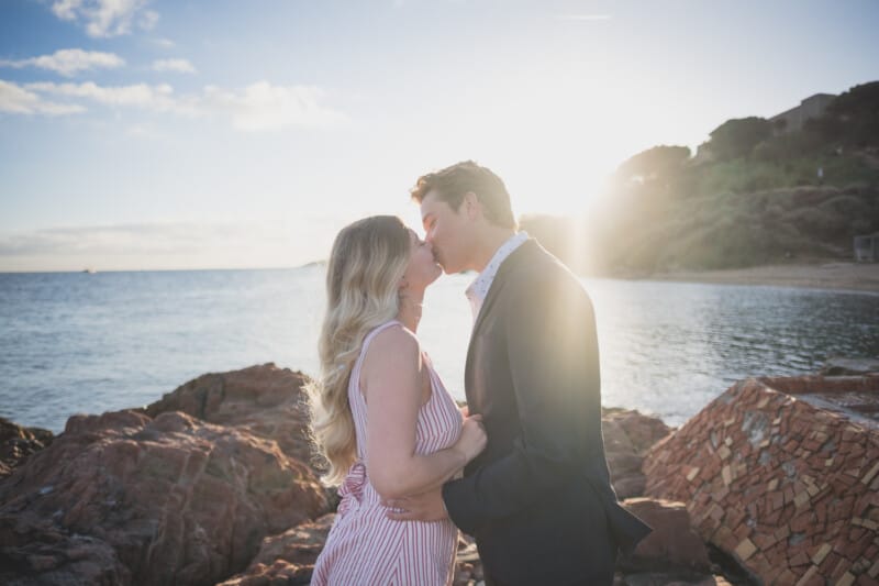 Saint Tropez Morning proposal with flowers and champagne