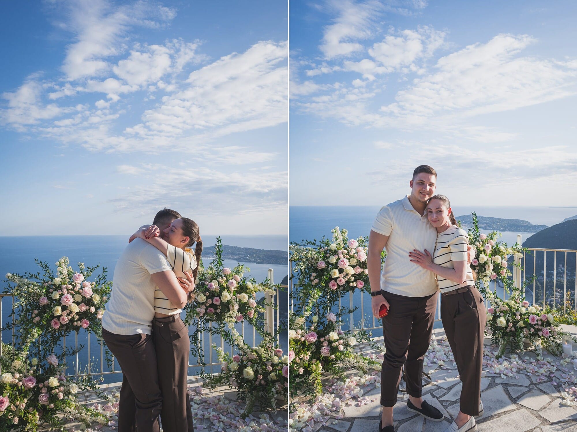 Eze Chateau Chevre d'or Proposal couple emotional moment after the yesProposal Planning & photography WildRoses