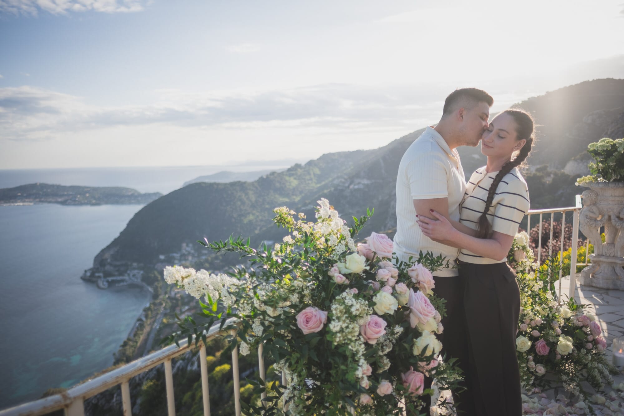 Eze Chateau Chevre d'or Proposal couple emotional moment after the yesProposal Planning & photography WildRoses