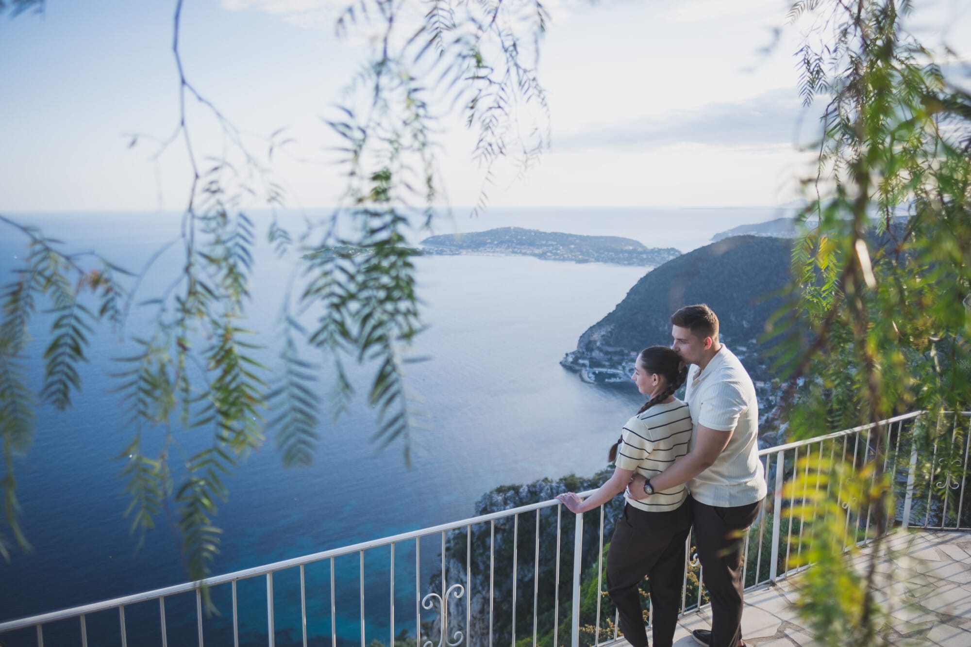 Eze Chateau Chevre d'or Proposal couple with stunning French Riviera viewProposal Planning & photography WildRoses