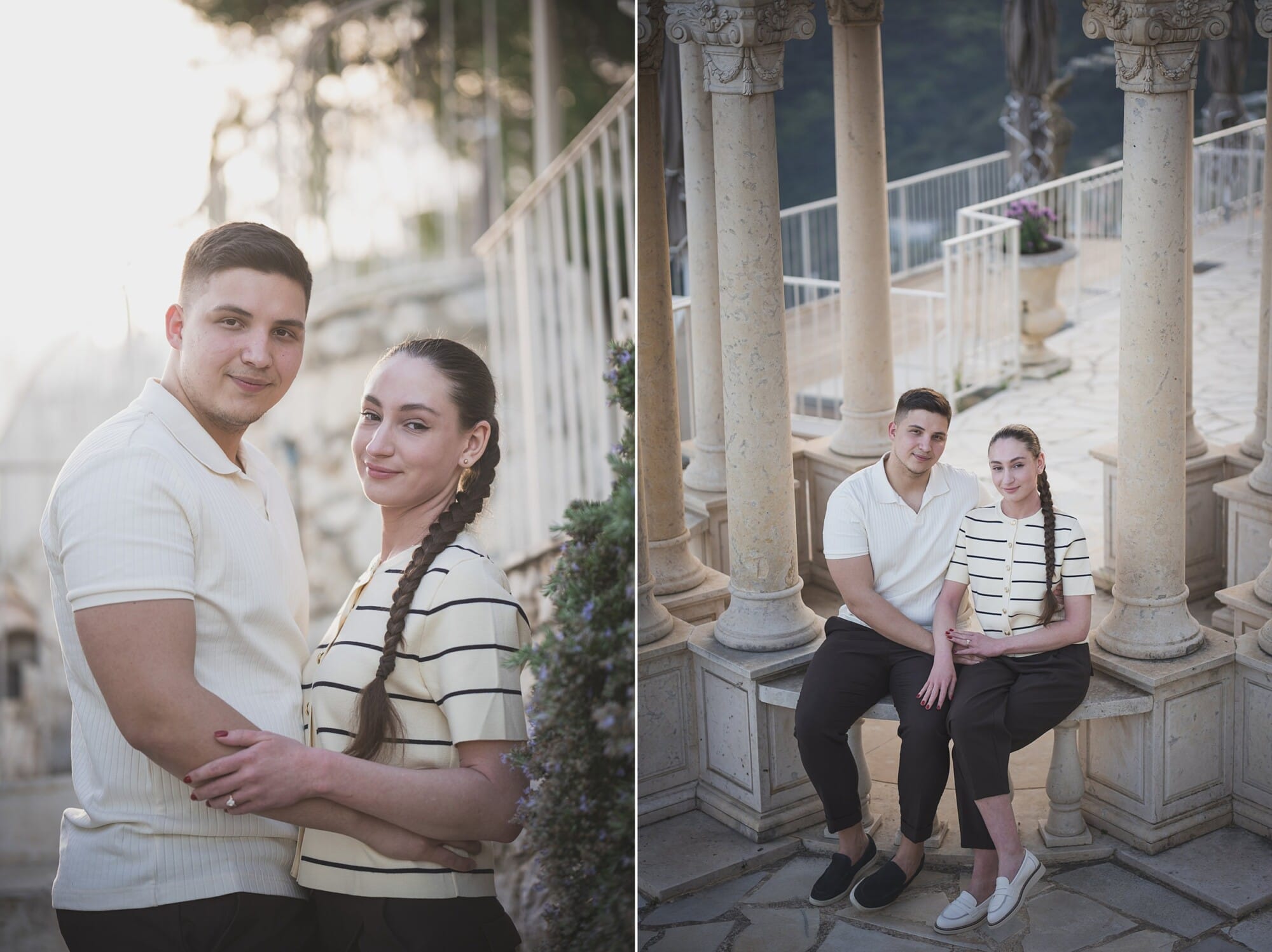 Eze Chateau Chevre d'or Proposal couple at temple of loveProposal Planning & photography WildRoses