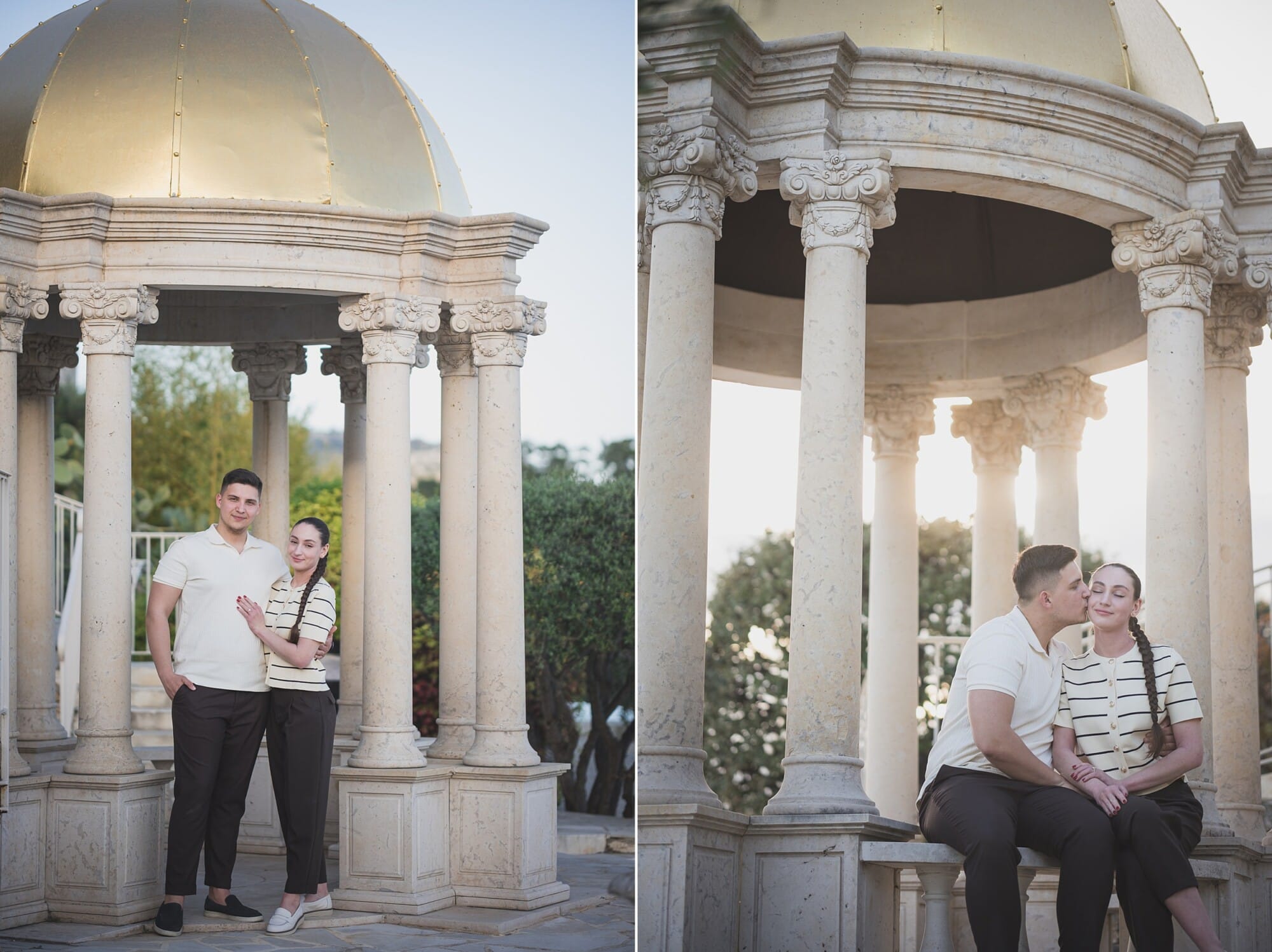 Eze Chateau Chevre d'or Proposal couple at temple of loveProposal Planning & photography WildRoses