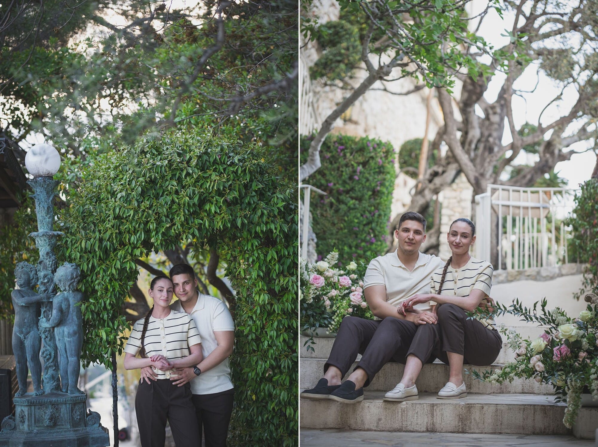 Eze Chateau Chevre d'or Proposal couple exploring the gardenProposal Planning & photography WildRoses